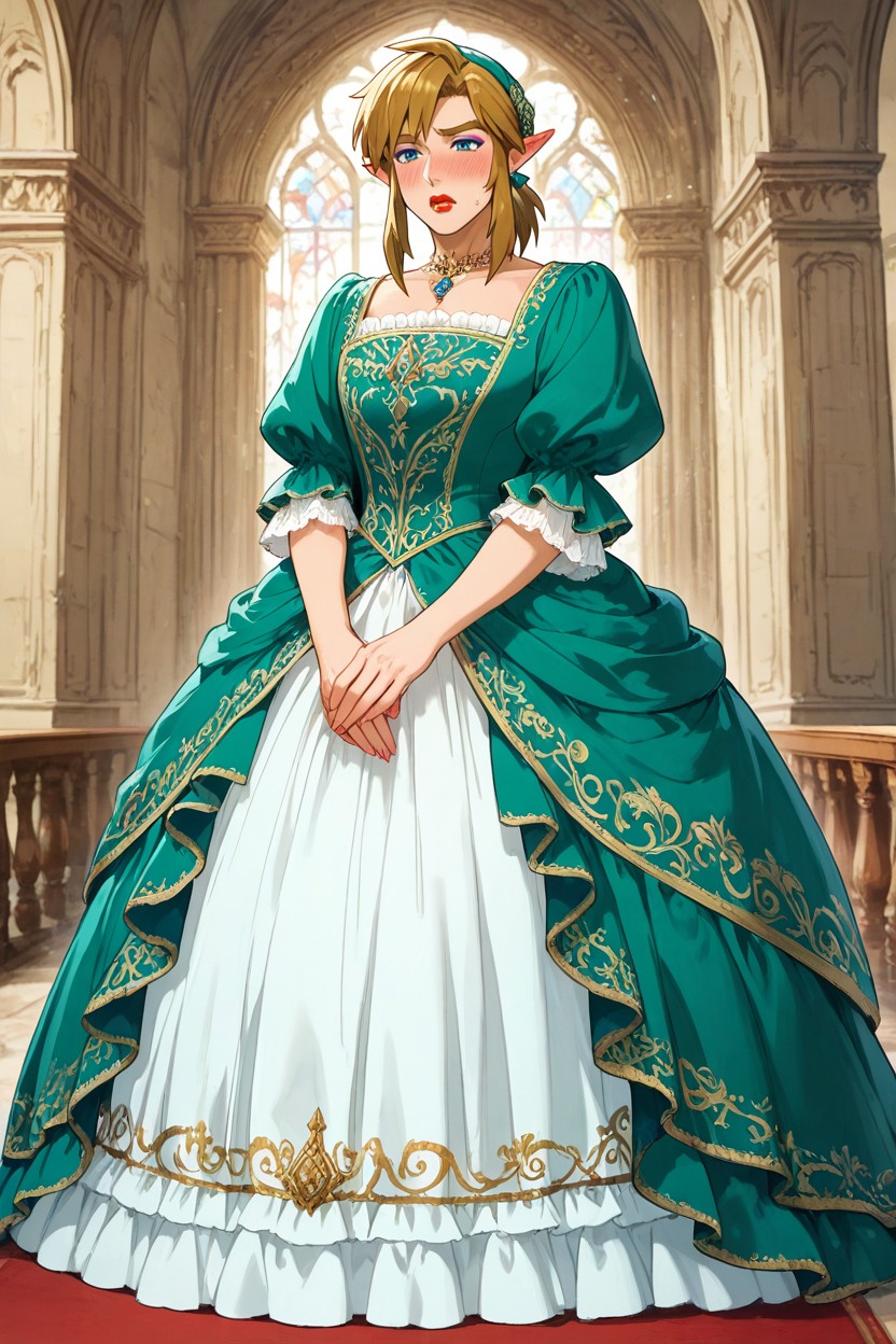 Palace, Wide Hoopskirt, Blushing AI Porn