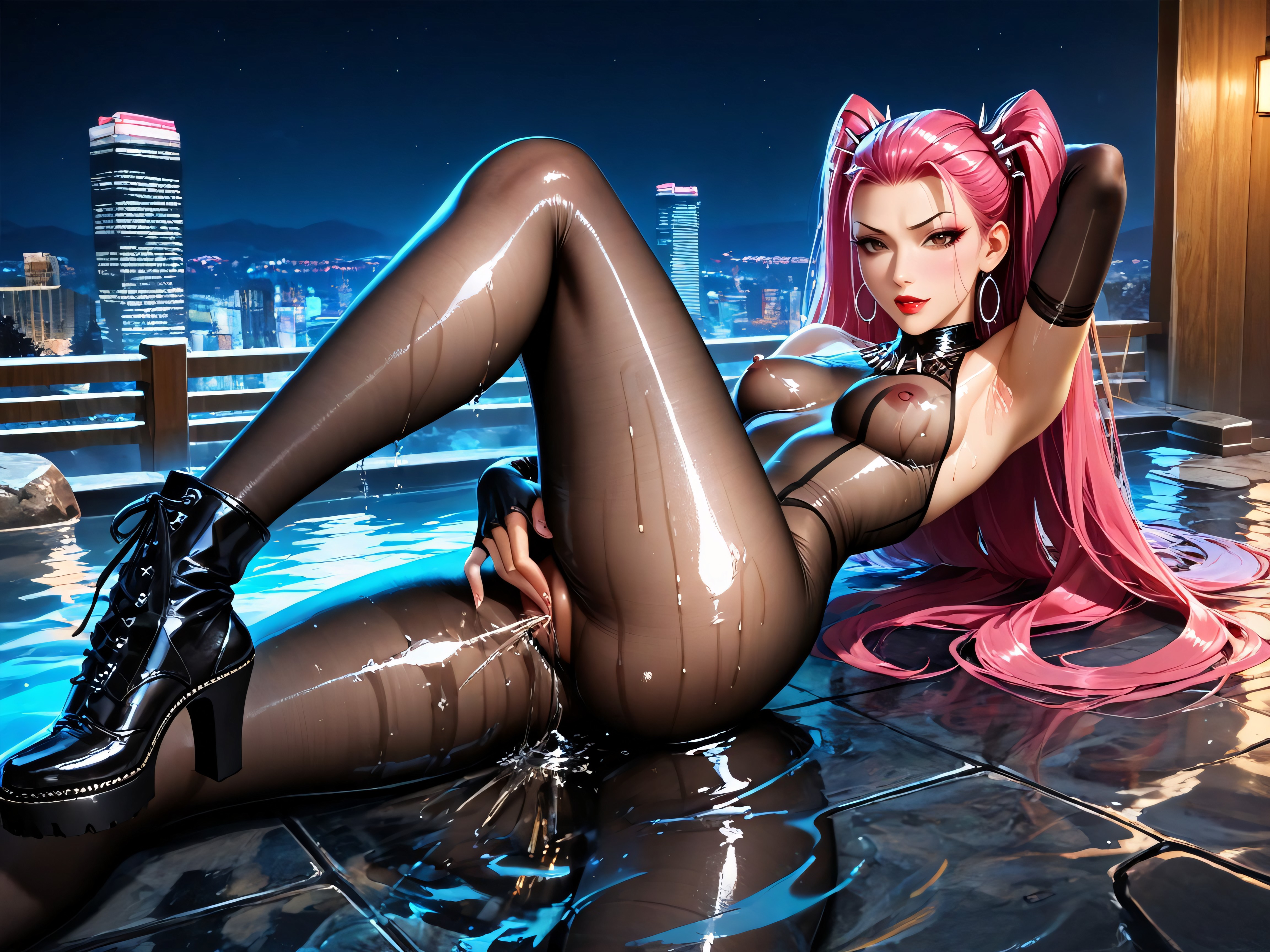 Intricate Spiked Metallic Jewellery, High Resolution, Sharp Angular Facial Features Hentai AI Porn
