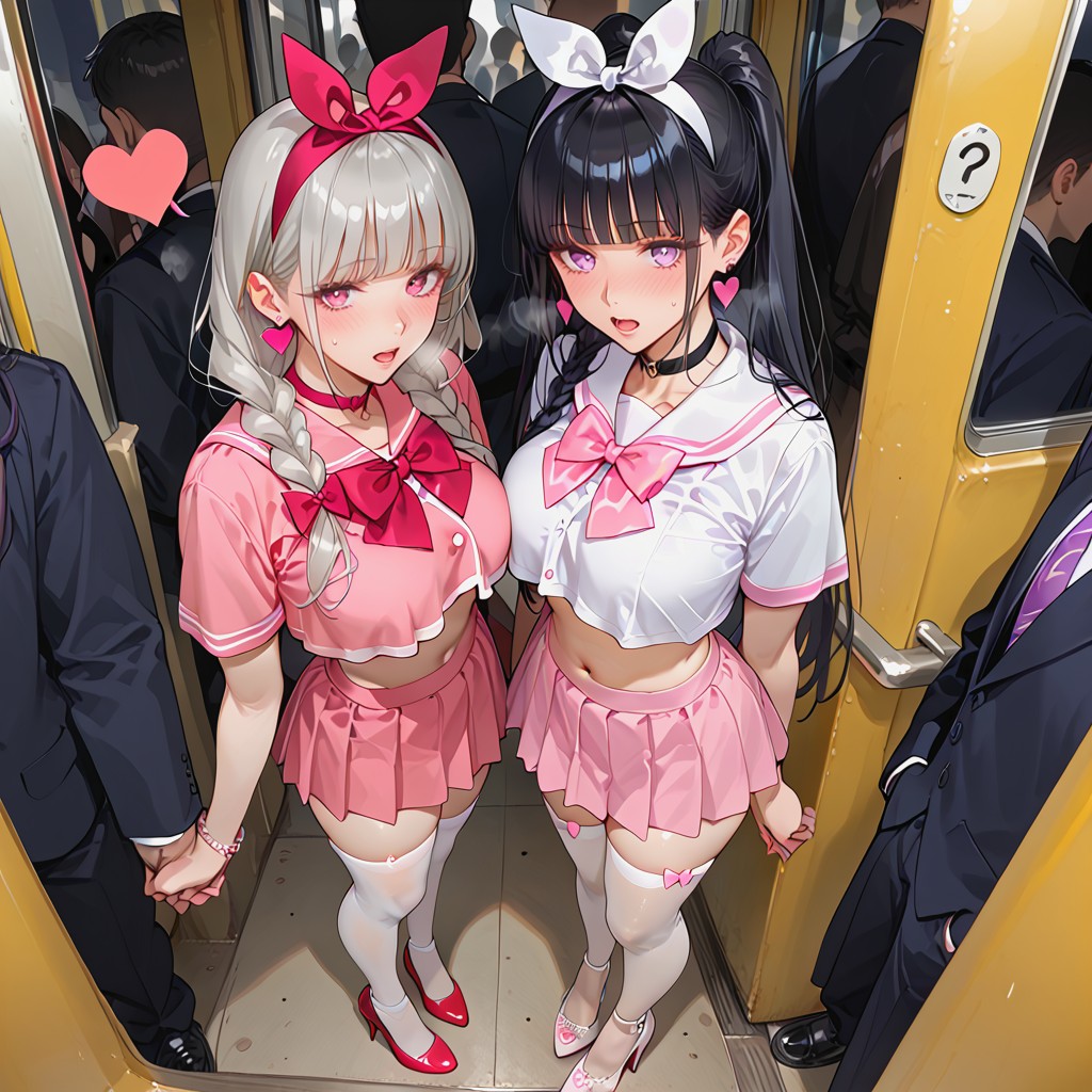 Bow Hairband, Many People Around, Only One ! Hentai AI Porn