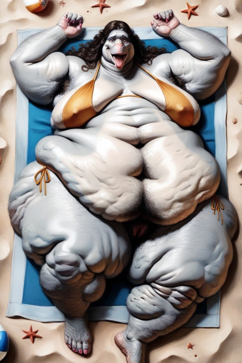 Sweaty, Cellulite Craters, Mature Furry AI Porn