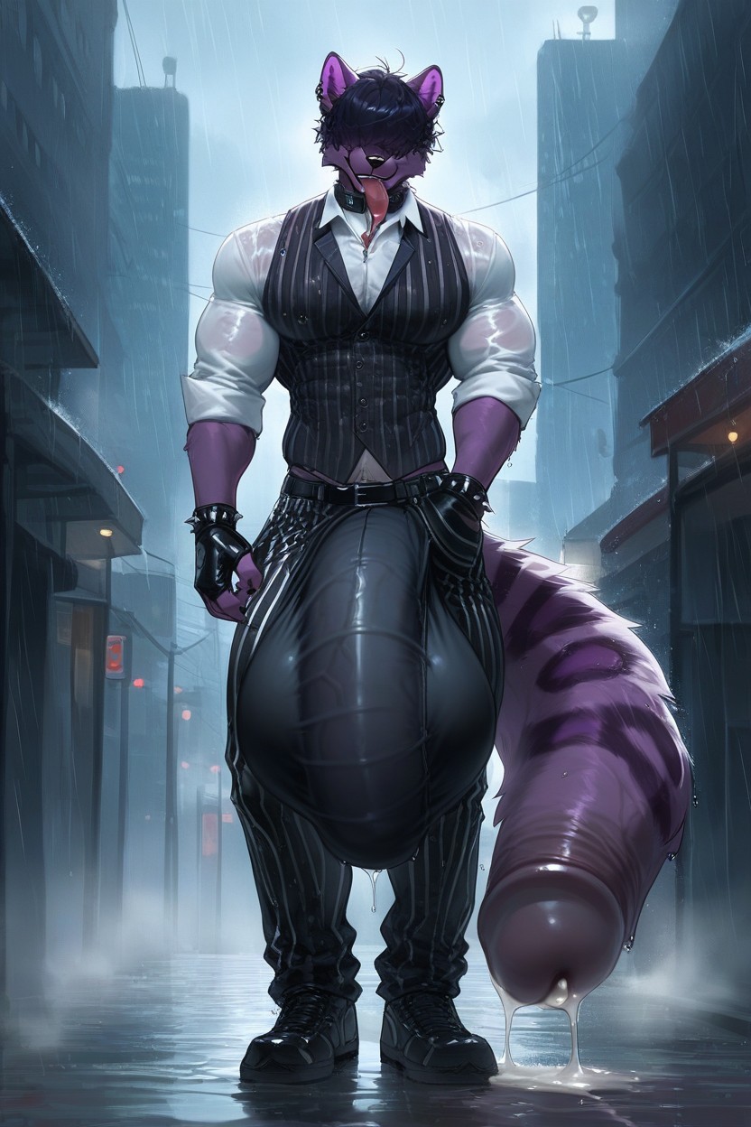 Hyper Cock Thicker And Longer Than Entire Body, Enormous Cock, Wavy Hair Furry AI Porn