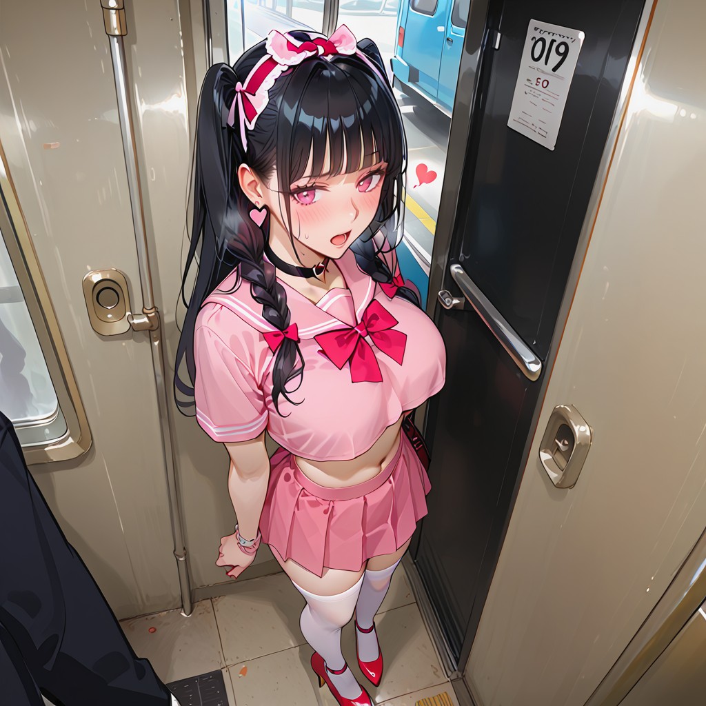 Two Side Up Hair, Heart Earrings, Perfect Detail Hentai AI Porn