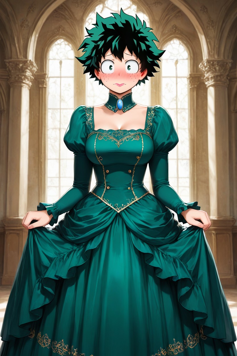 Blushing, Large Hoopskirt, Victorian Princess AI Porn