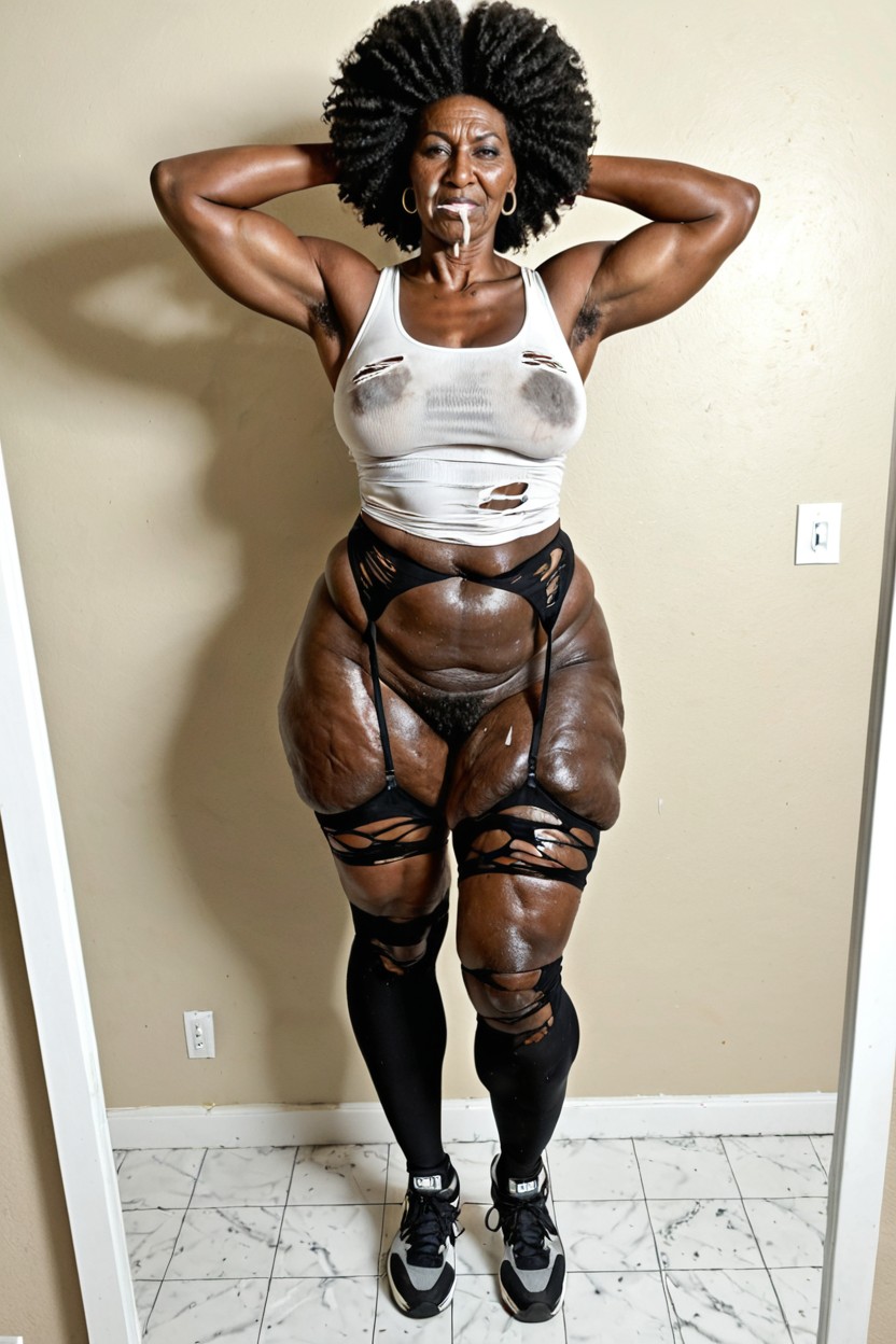 Thick Thighs, Round Female Body, Sweaty AI Porn