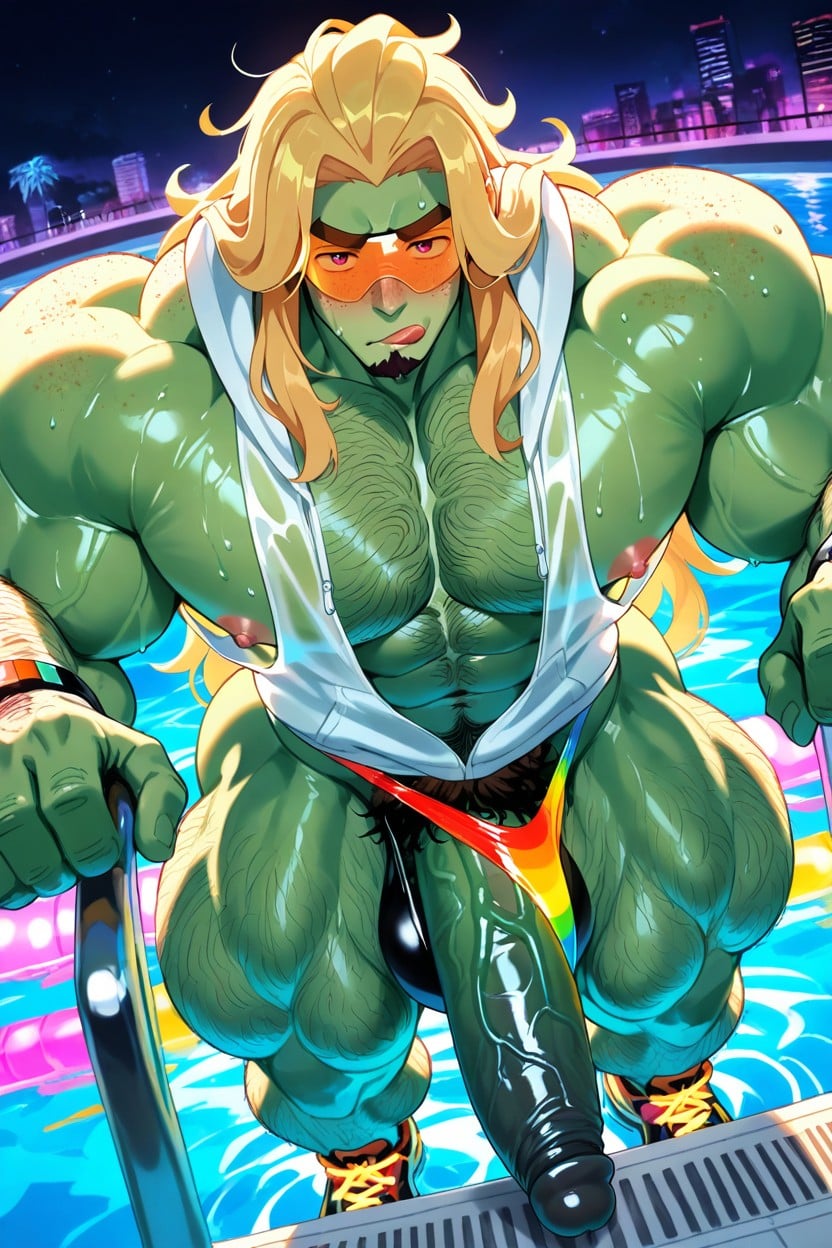 Autofellation, Huge Muscular Body, Hyper Hairy Shoulders Porno IA Gay
