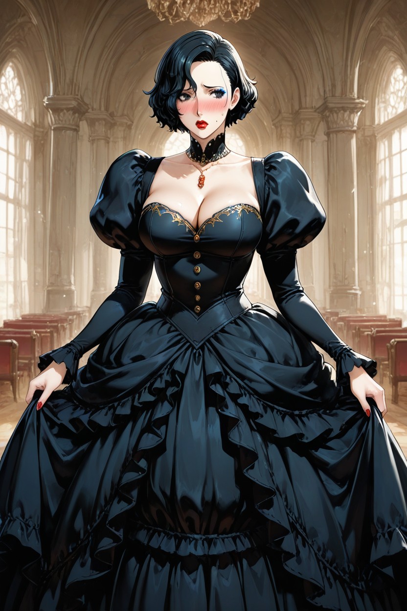 Large Hoopskirt, Palace, Embarrassed Expression AI Porn