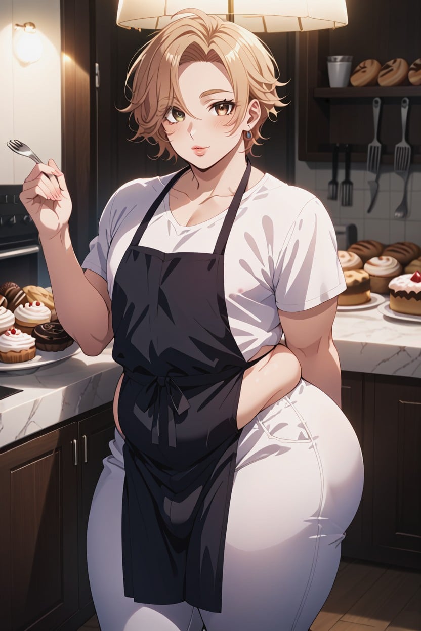 Obese, Thick Luscious Lips, Curly Brown Hair AI同性戀黃片