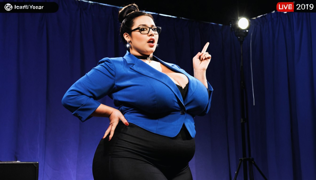 Clothed Hyper Massive Wide Hips, Intellectual, Close Up BBW AI Porn