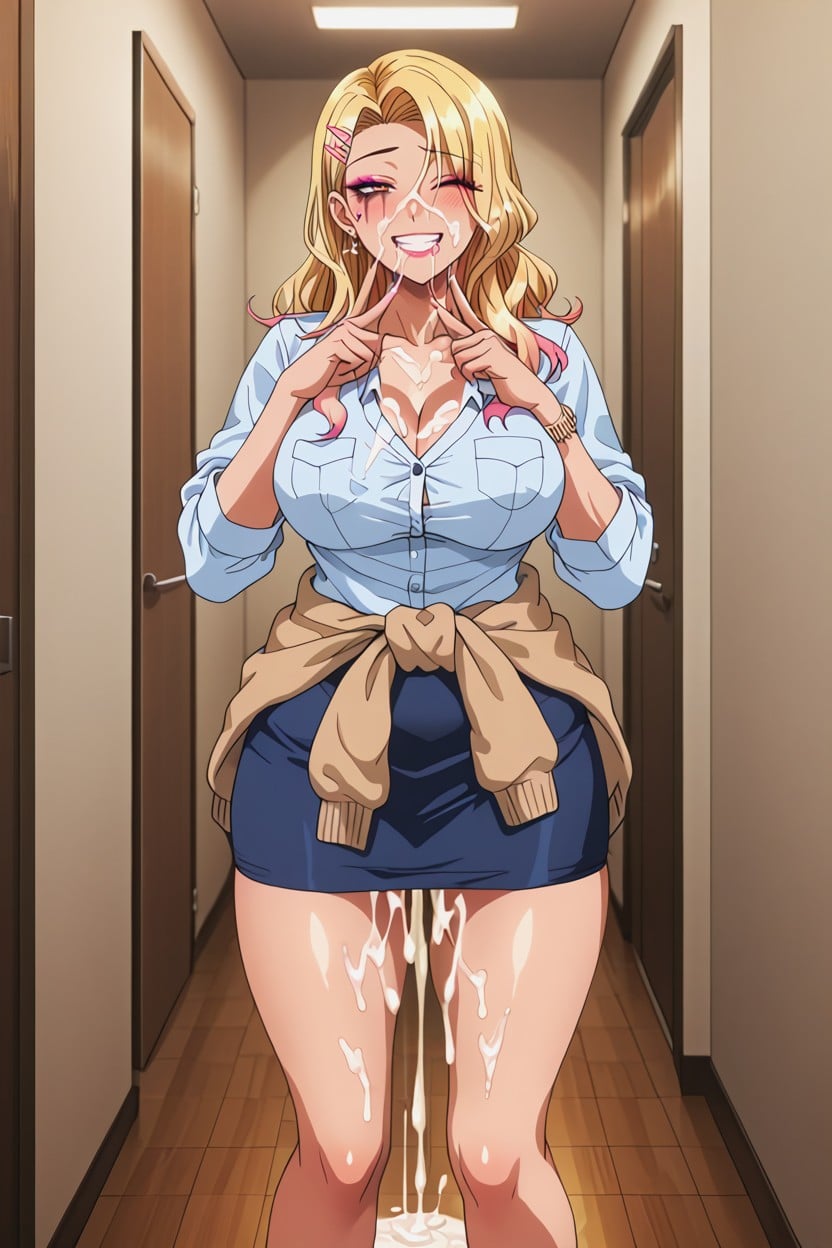Heavy Makeup, Korean, Smiling Hentai IA
