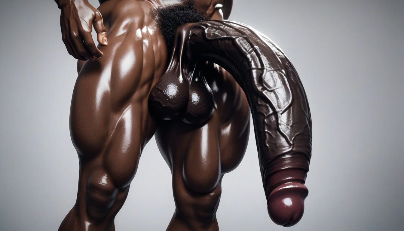 Veiny Nasty Hyper Gargantuan Erect Penis, Piel Grasa, Vista Lateral Porno IA