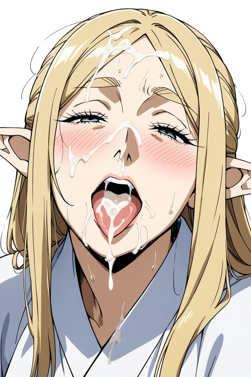 Many Cum On Face, Foaming Mouth, Cum From Nose Hentai IA