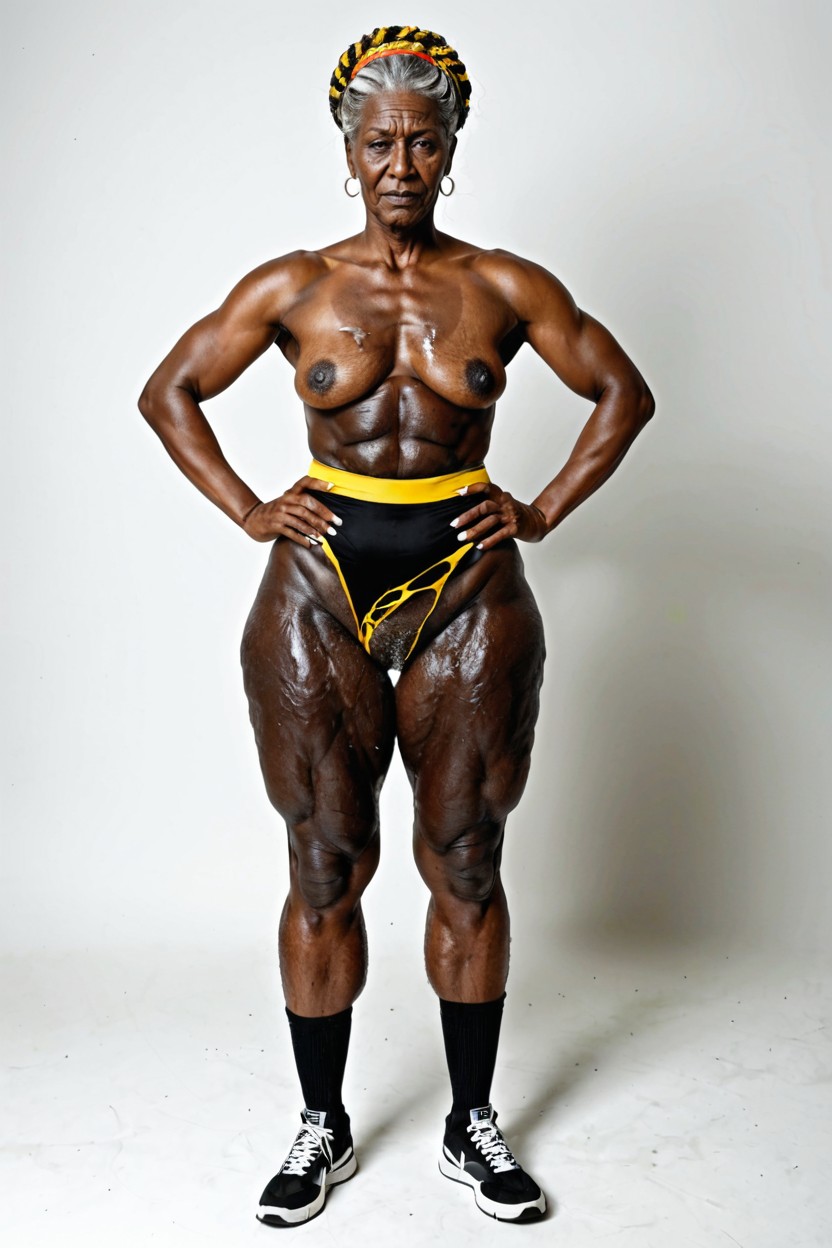 De Pie, Extremely Cellulite, Wearing Sports Shoes Porno IA