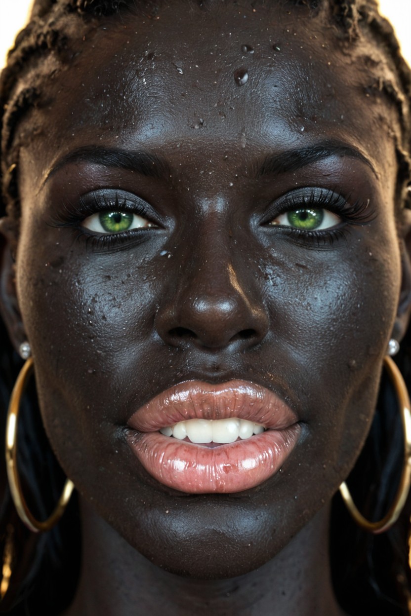 Hot Step, Close-up Head Shot, Hyper Mid-night Black Skin Porno IA