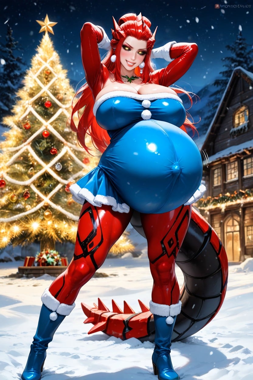 Looks At The Viewer, Belly Inflation, Nieve Porno IA