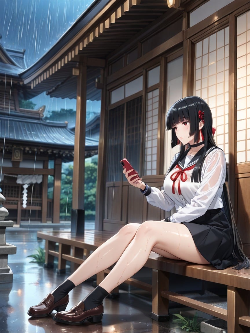 Black Socks, Standing, Black Choker Hentai AI Porn