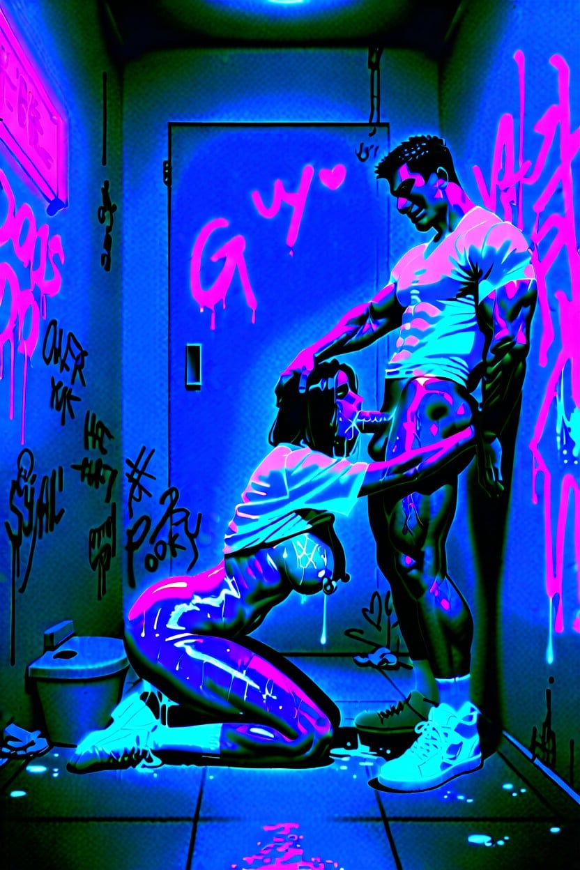 Side View, Graffiti, Dark Blue Eyes AI Gay Porn