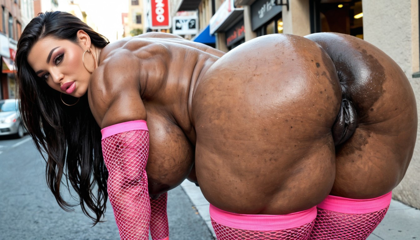 Ultra Detailed Areolas, Street, Vista Trasera Porno IA