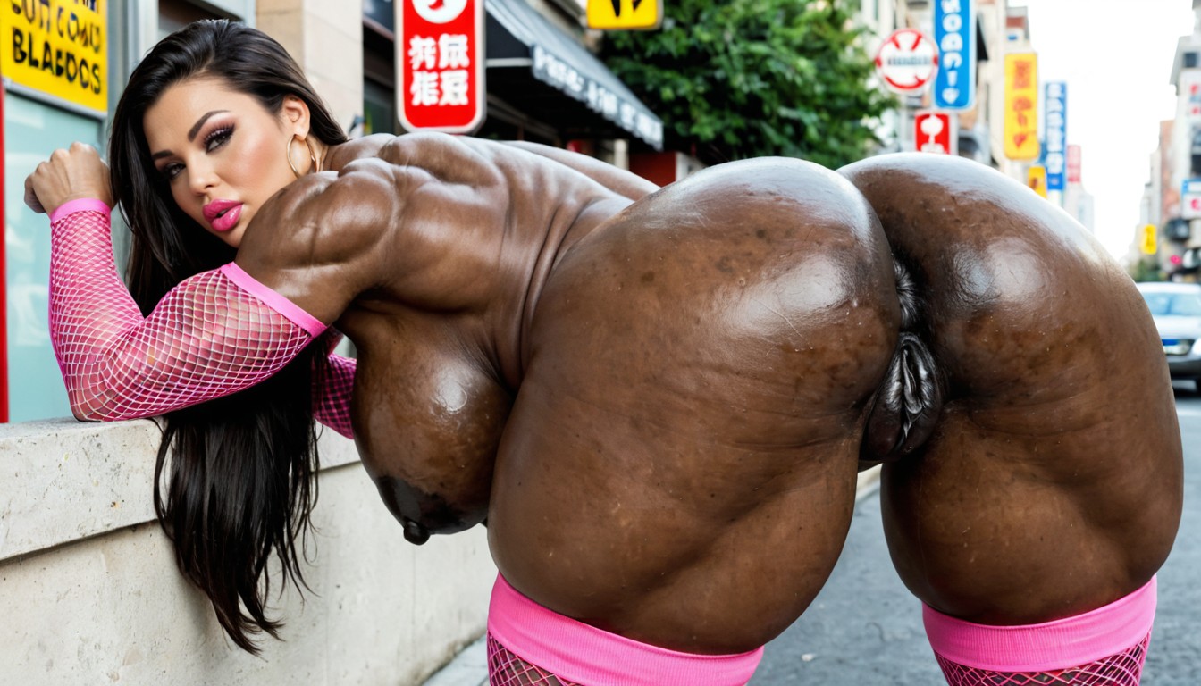 Dumb Bimbo, Gigantic Bumpy Black Areolas, Vista Trasera Porno IA
