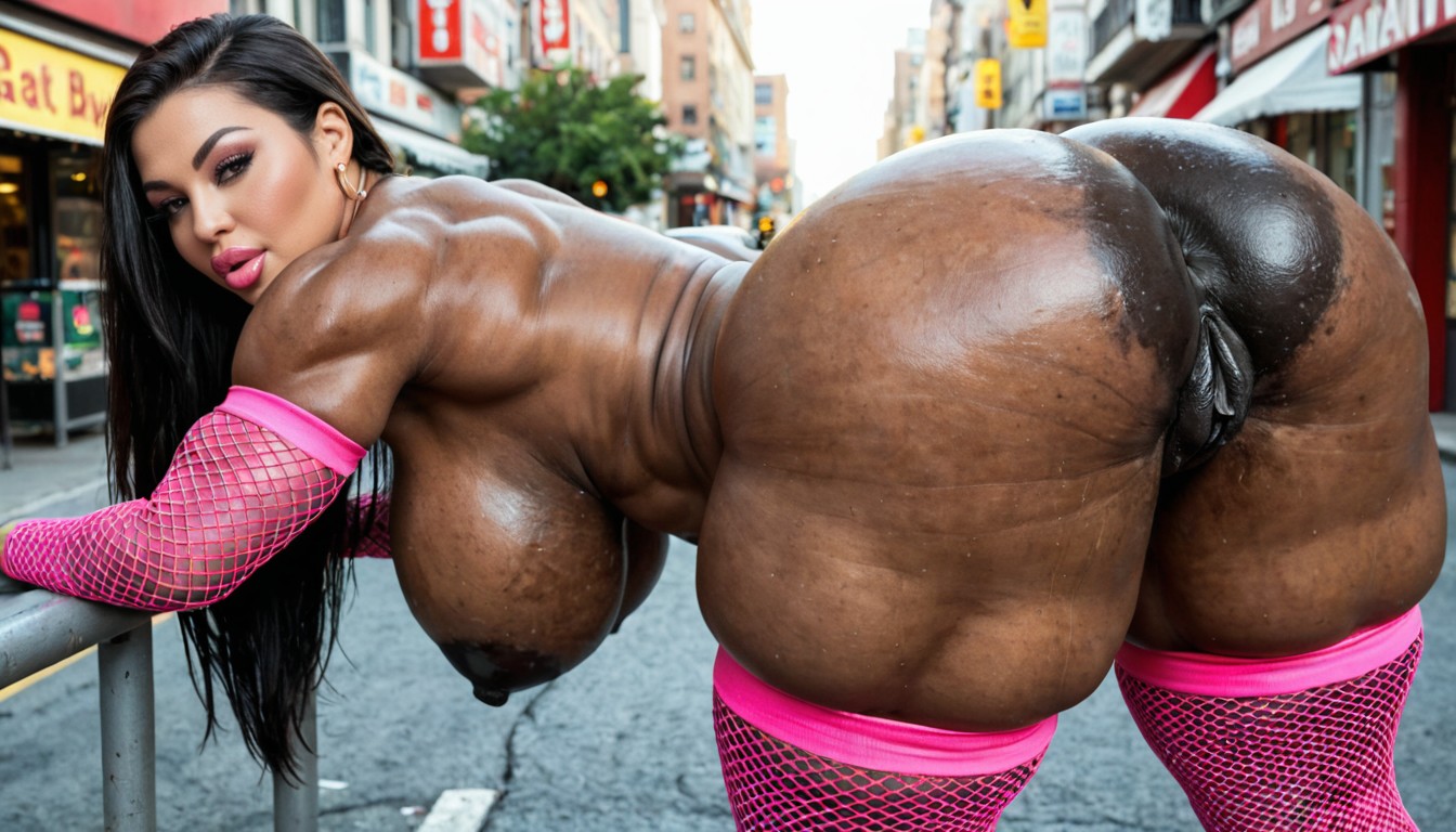 Hyper Gigantic Swollen Black Pussy, Dumb Bimbo, Ultra Detailed Areolas Porno IA