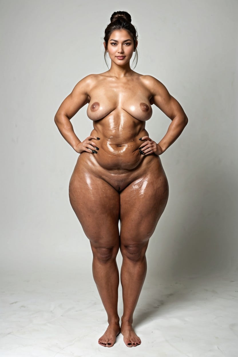 Chubby Bulging Hips, Big Stomach, Cellulite All Over Body AI Porn