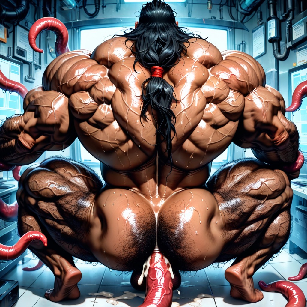 Detailed Muscles, Handsome Huge Mighty Daddy, Dark Tanned Skin ゲイAIポルノ