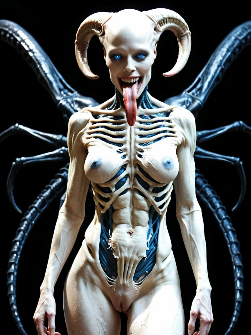 Bald, White Skin, Tongue Out AI Porn
