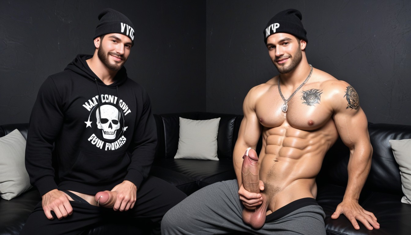 Domination Powers, Exposing Erect Penis, Pulling Down Sweatpants AI Gay Porn
