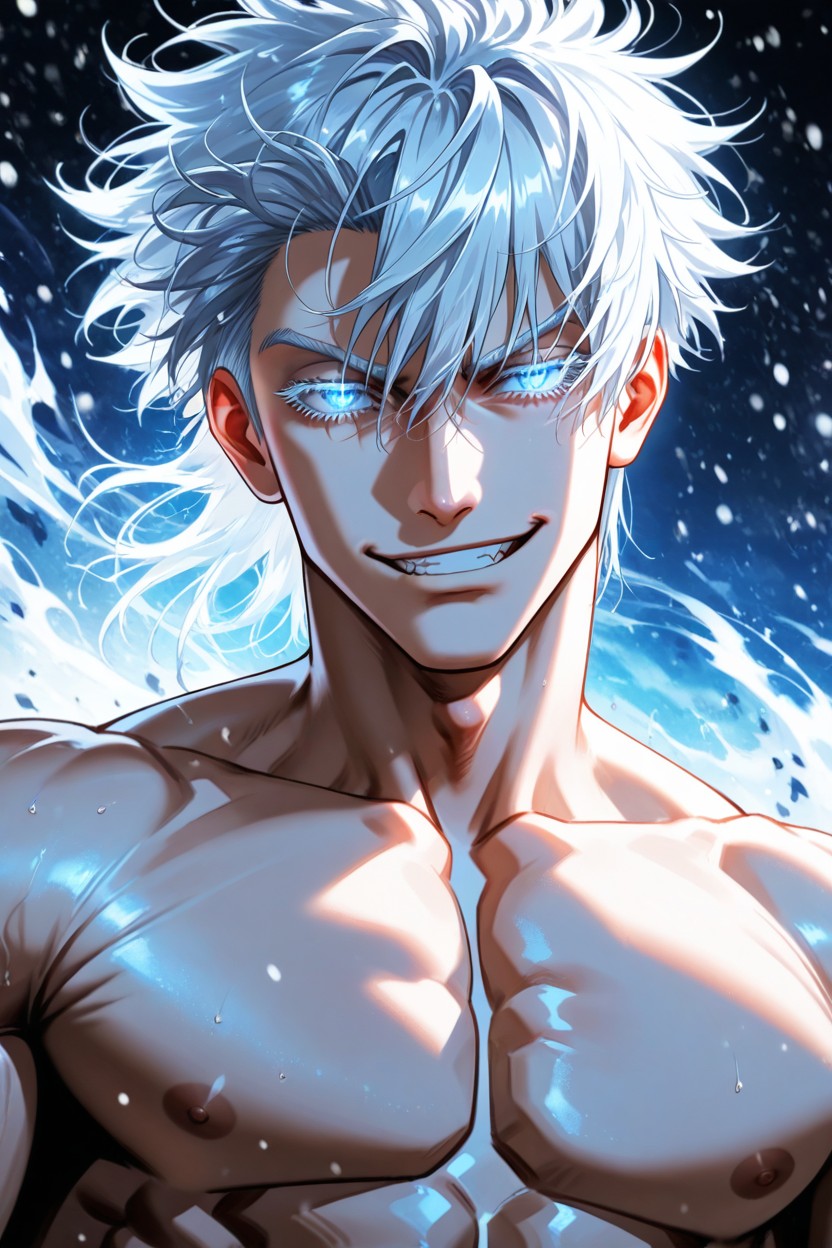 Snow White Hair, Illustration, Glass-like Eyes Porno gay IA