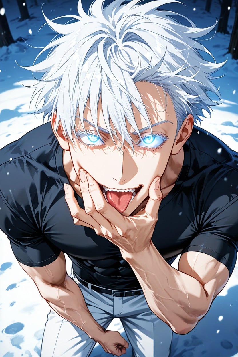 Silver White Hair, Cool Undertone Skin, Snow White Hair AI Gay Porn