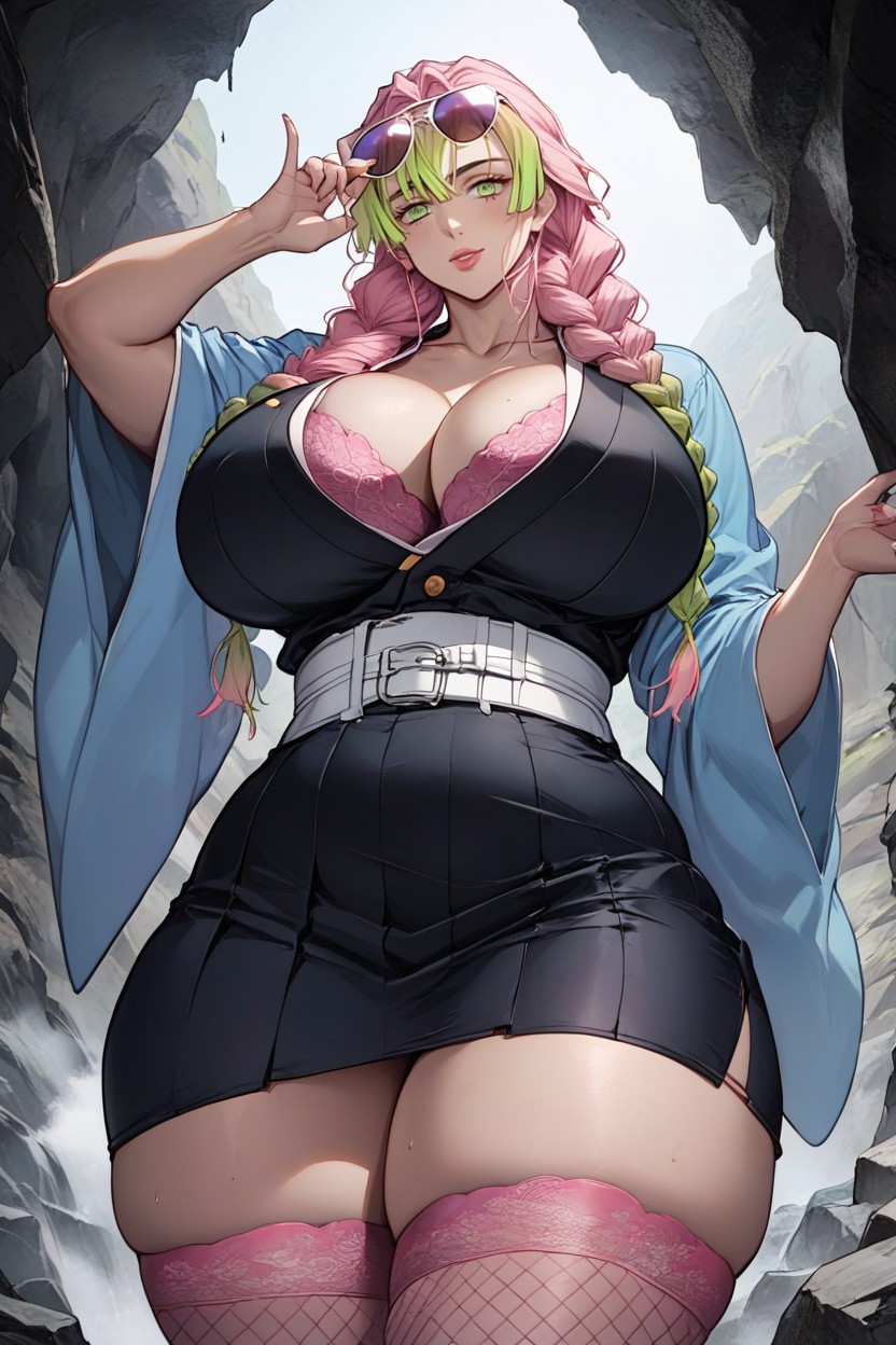 Sitting Down, Pink Laced Bra, Cave Hentai AI Porn