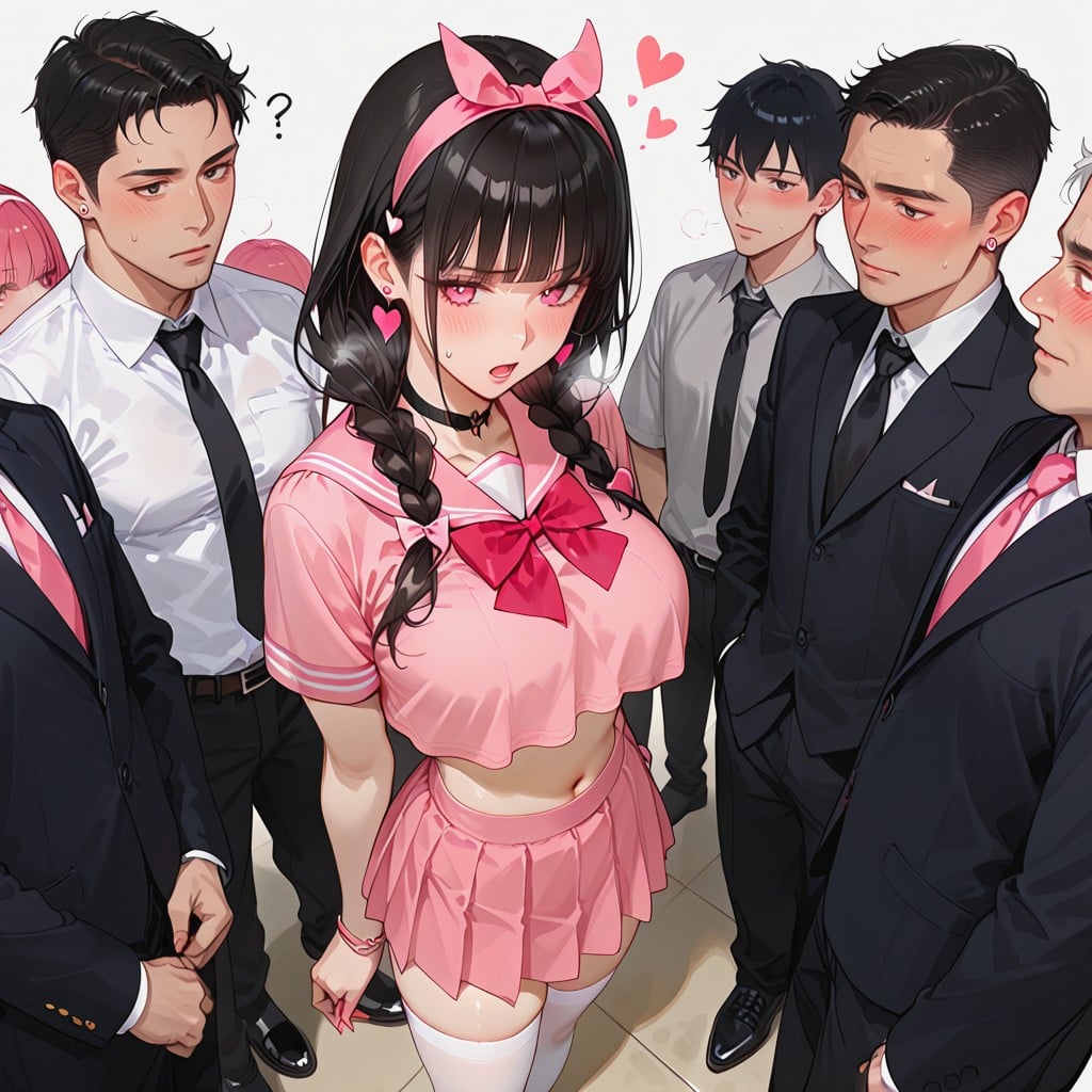 Tie, Anime Art Style, Heart Earrings Hentai AI Porn