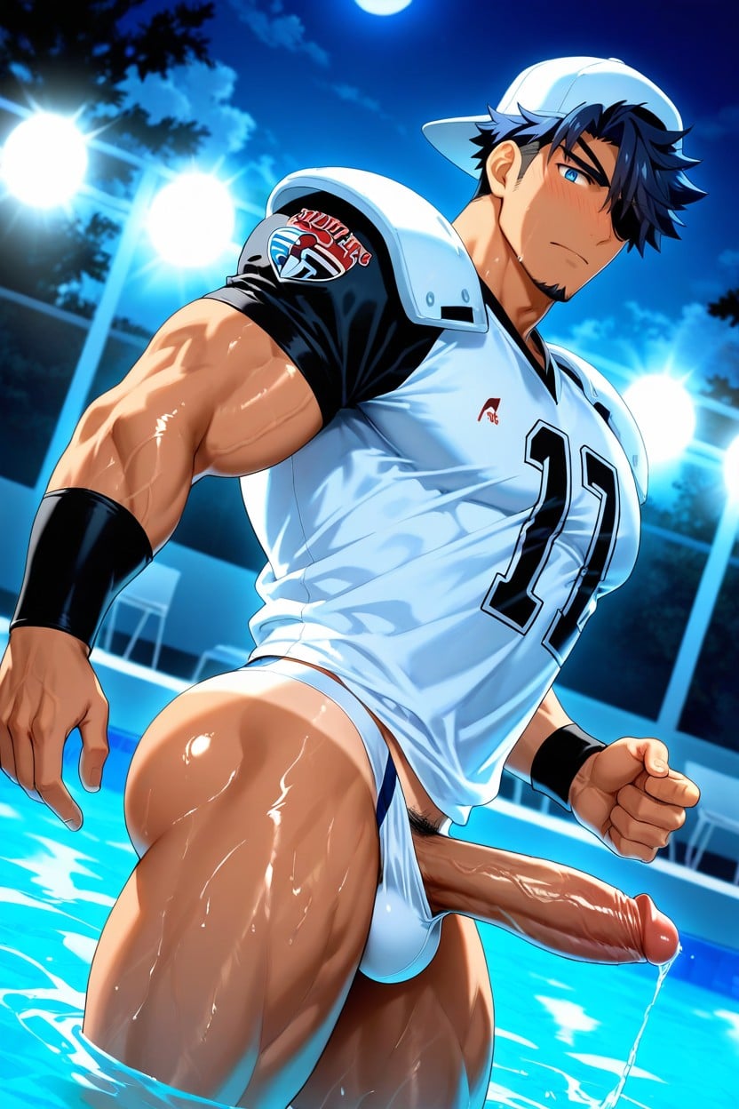 White Jersey, White American Football Jersey In White, Messy Hair AI Gay Porn