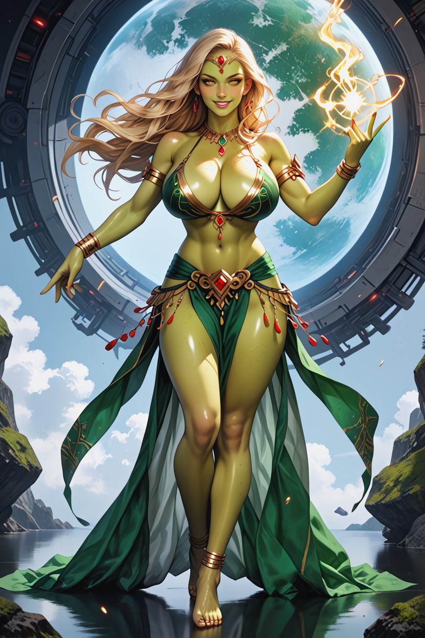 Naked Legs, Full Body View, Green Skin Hentai AI Porn