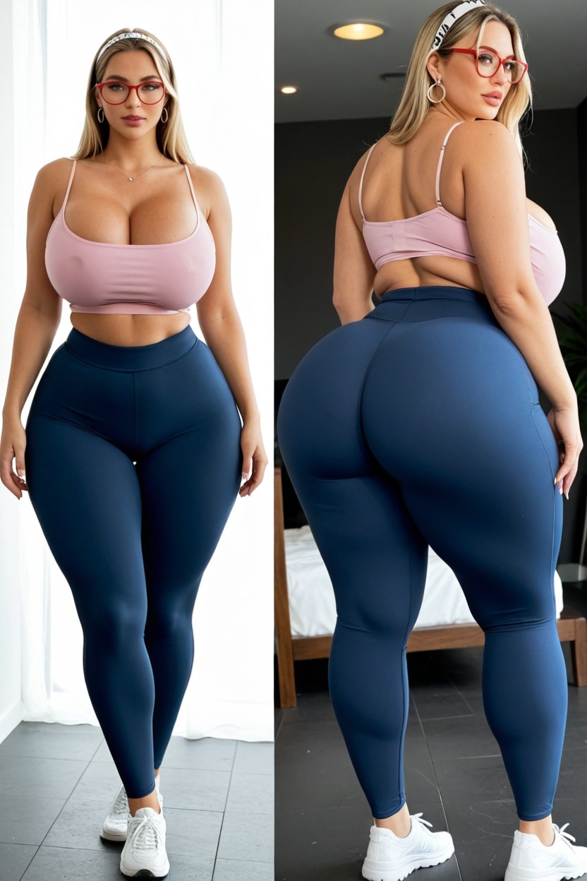 Huge Deep Cleavage, Huge Hips, Sunny Day AI Porn