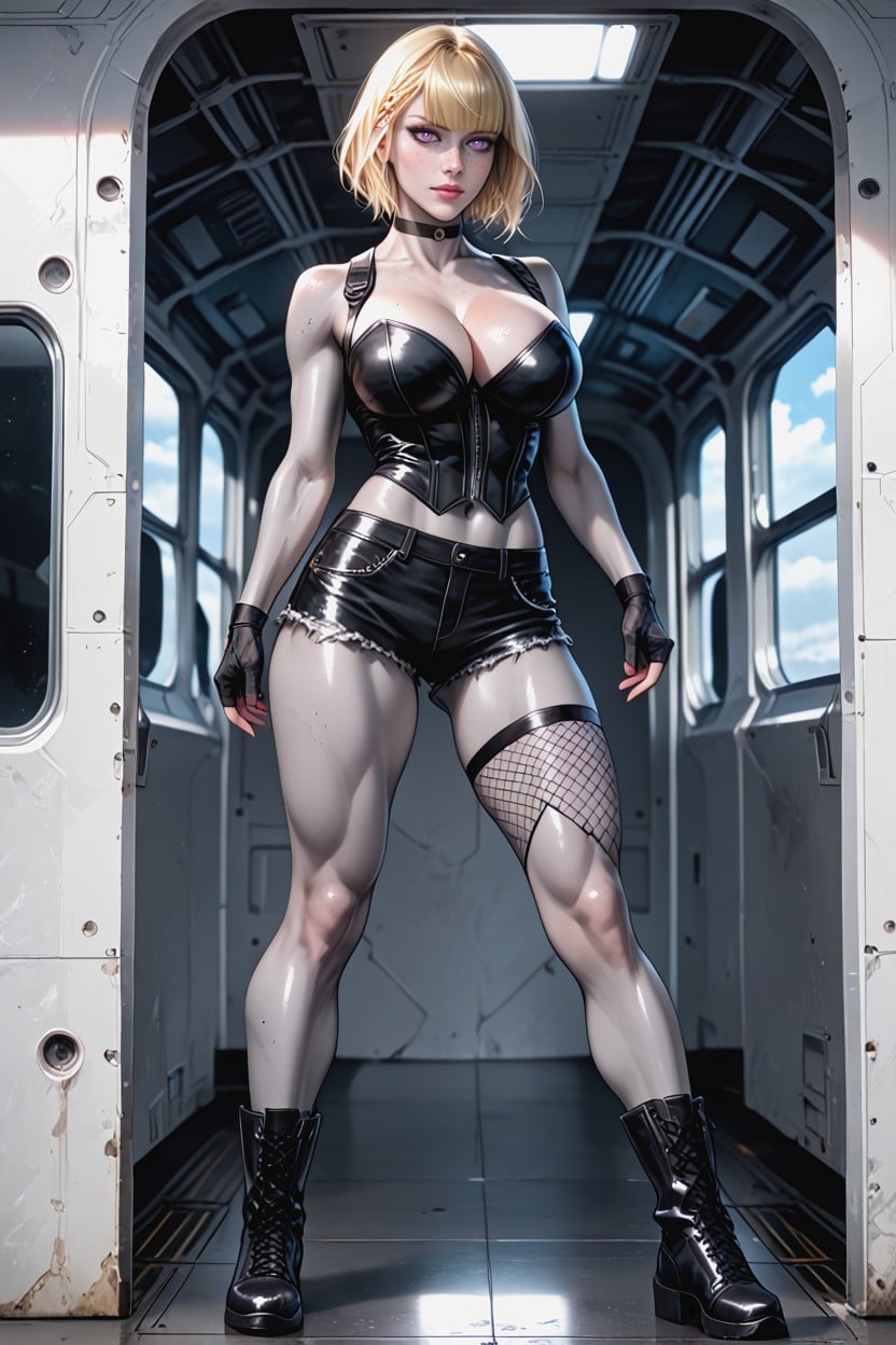 Black Corset, Black Boots, Highly Detailed Hentai AI Porn