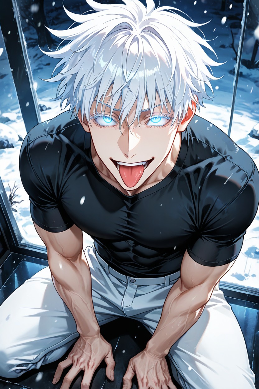 Male Character, Refined Jawline, Glass-like Eyes AI Gay Porn