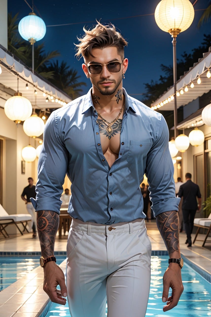 Dynamic Pose, Party, Tattoos AI Gay Porn