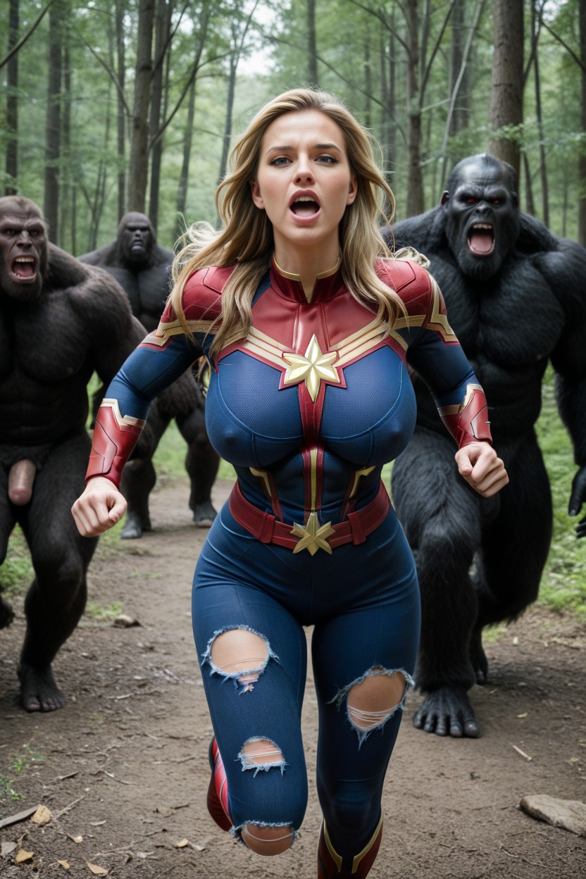 Massive Breast, Giant Beast Like King Kong Behind Her, Girlfriend-like Face AI Porn