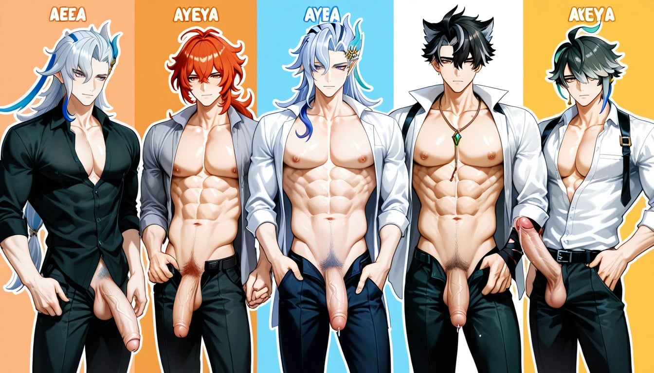 Male Harem, Massive Erect Penis, Open Clothes AI Gay Porn