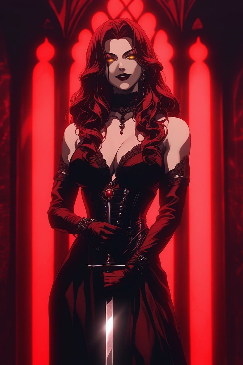 Large Breasts, Elegant Detailed Face, Slow Predatory Smile Forming Hentai AI Porn