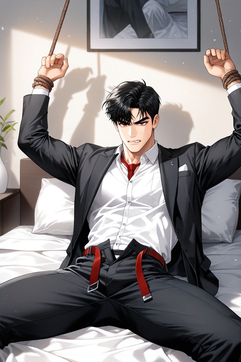 Long Sleeves, Bedroom, Black Hair AI Gay Porn