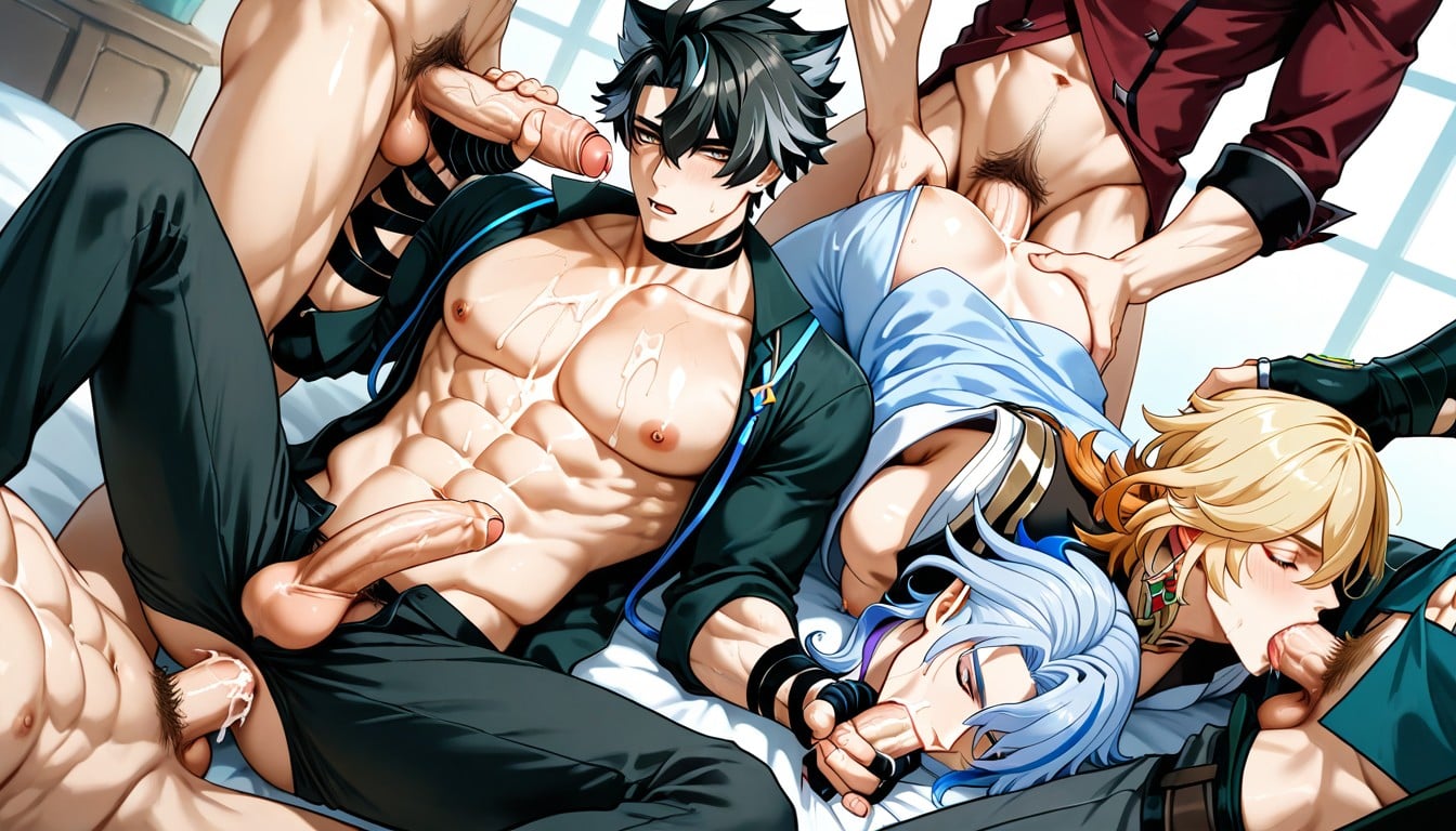 Kaeya From Genshin Impact, Open Clothes, Male Harem AI Gay Porn
