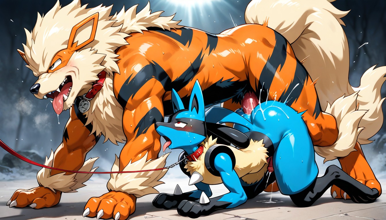 30+, Arcanine Twice As Big As Lucario, Visible Arcanine Knotted Cock AI Gay Porn