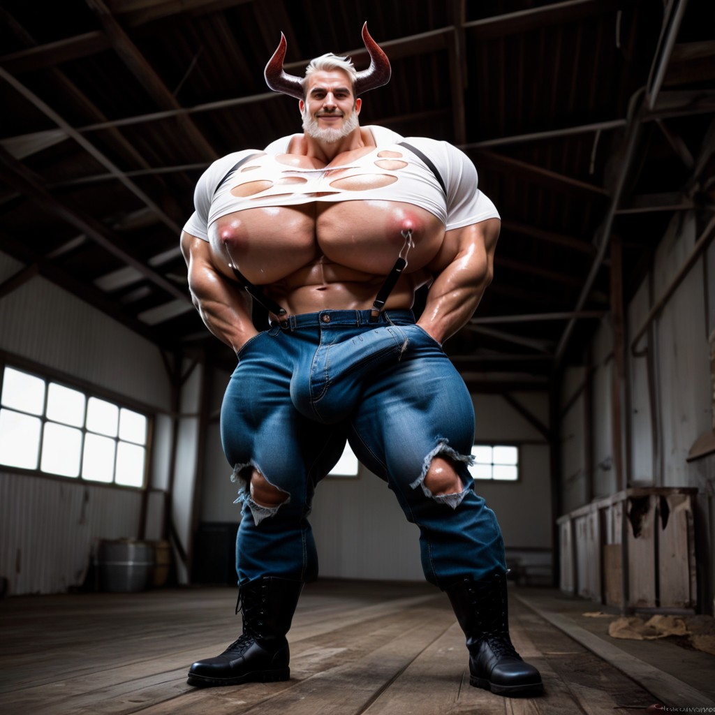 Arms Behind Back, Farm, Smug Expression AI Gay Porn