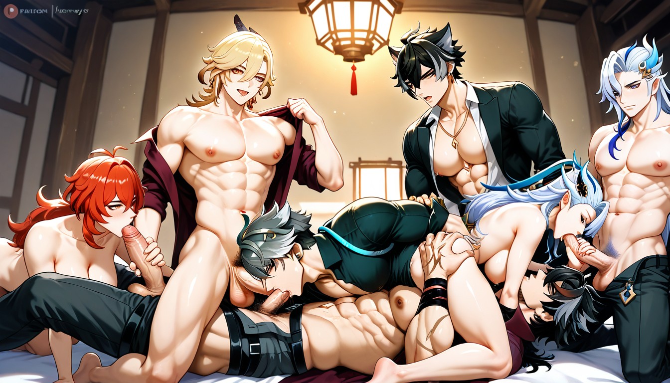 Deepthroat, Kamisato Ayato From Genshin Impact, Front View AI Gay Porn