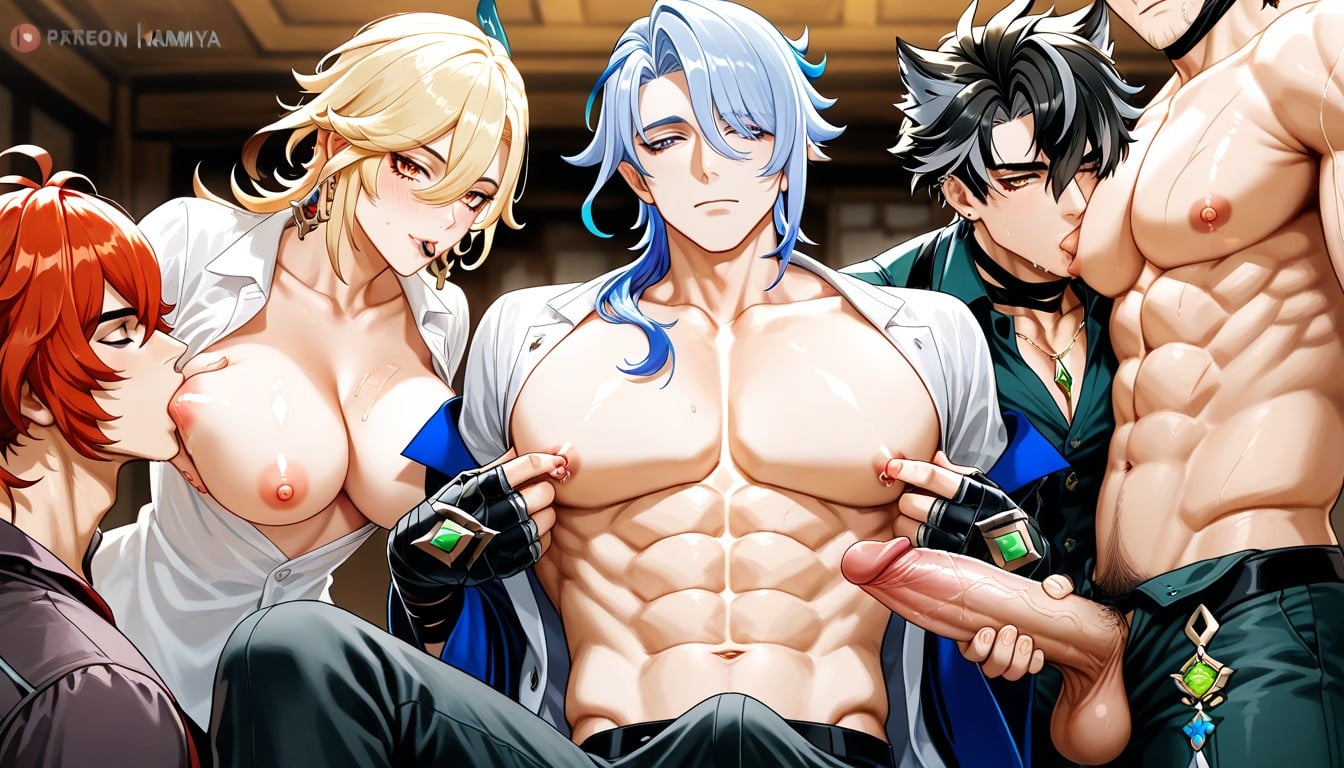 Massive Erect Penis, Bust Shot, Open Clothes AI Gay Porn