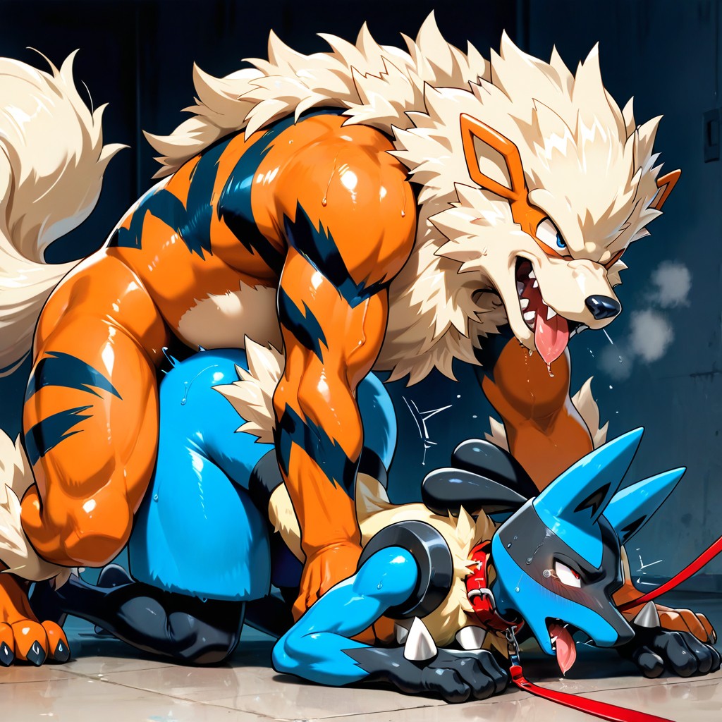 Lucario On The Floor, Stubby Lucario, Arcanine With Legs Instead Of Arms AI Gay Porn