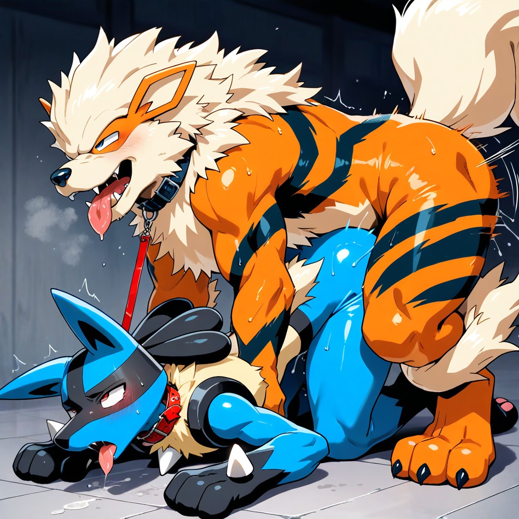 Vue De Côté, Arcanine Twice As Big As Lucario, Épais Porno IA Gay