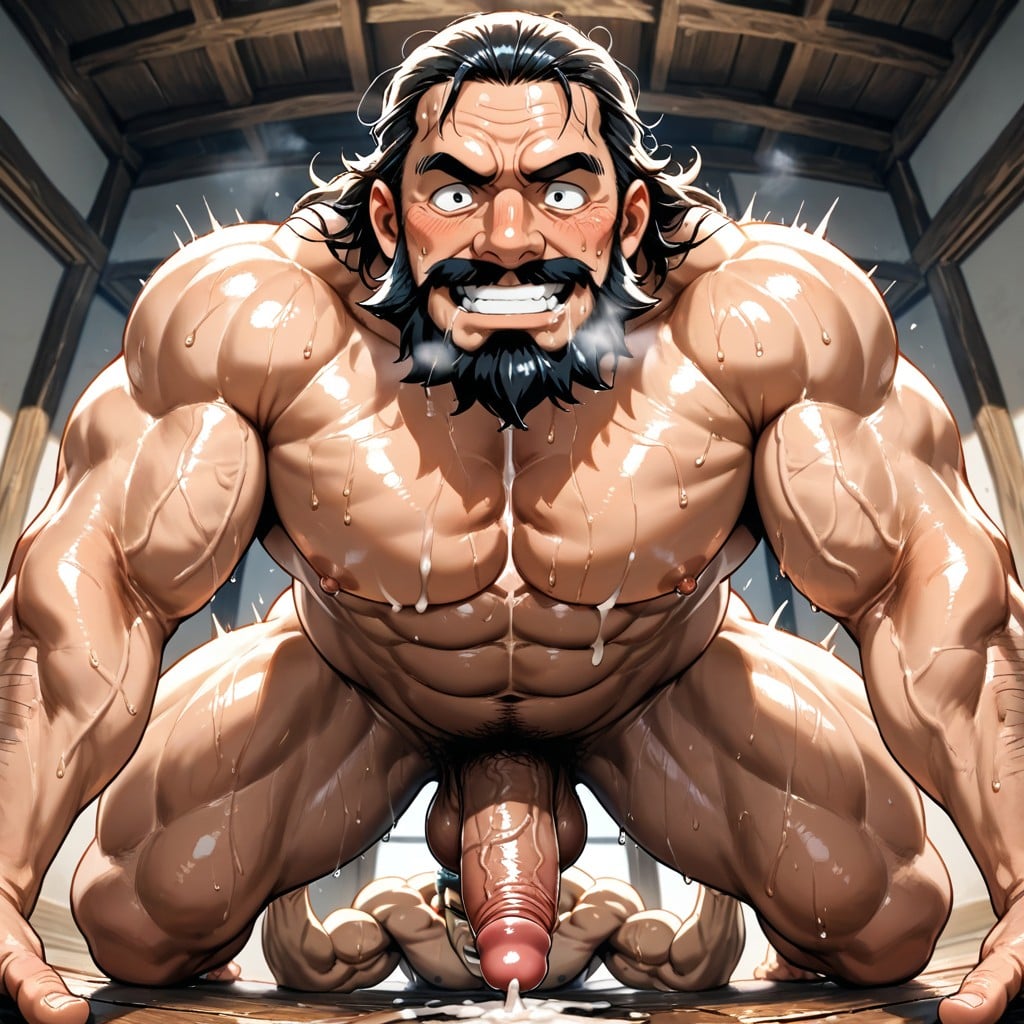Squeezing Breasts, Underneath View Of A Planking Character With Well-defined Muscles, Black Beard AI Gay Porn