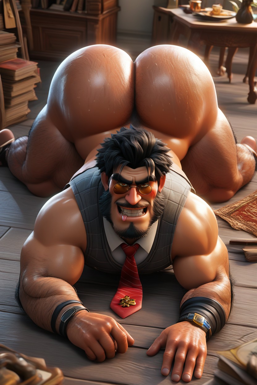 Muscular Body, Ass Twice As Large As It Should Be, Instructed AI Gay Porn